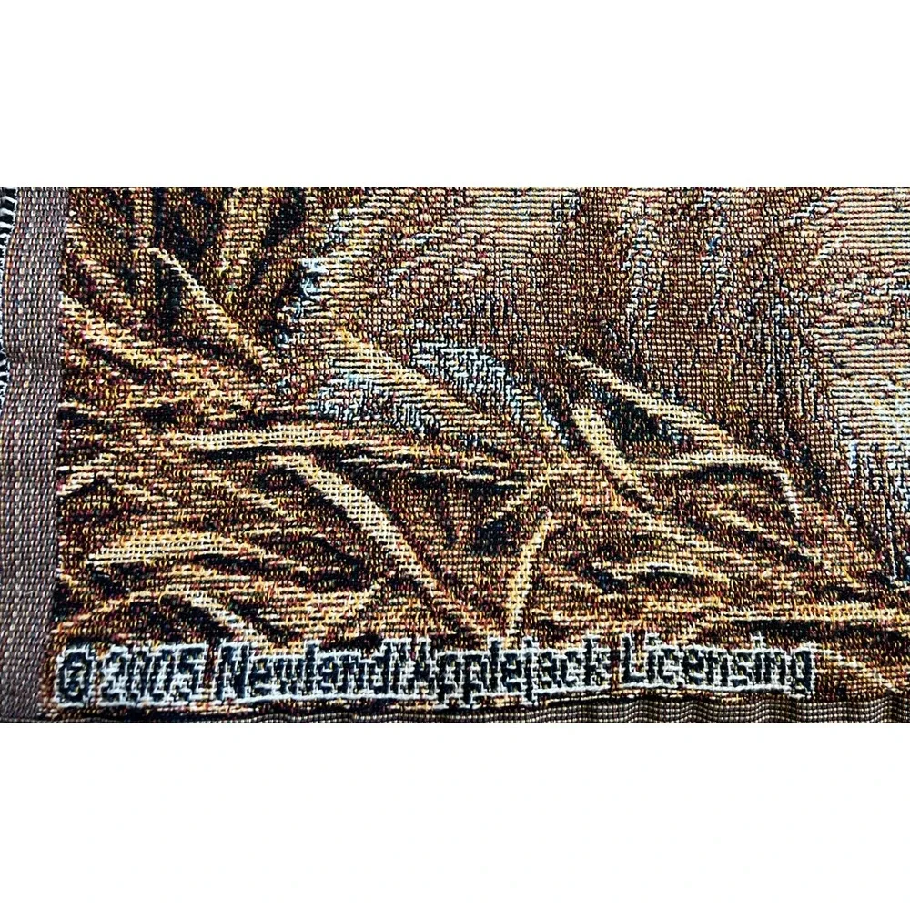 VTG Puppy Dog Tapestry Woven Throw Blanket Pups Basket Newland Applejack 48x67‎